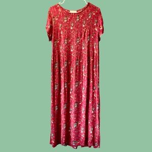 Vintage ORDINARY MARY 90’s Broomstick Pink Floral Maxi Dress
